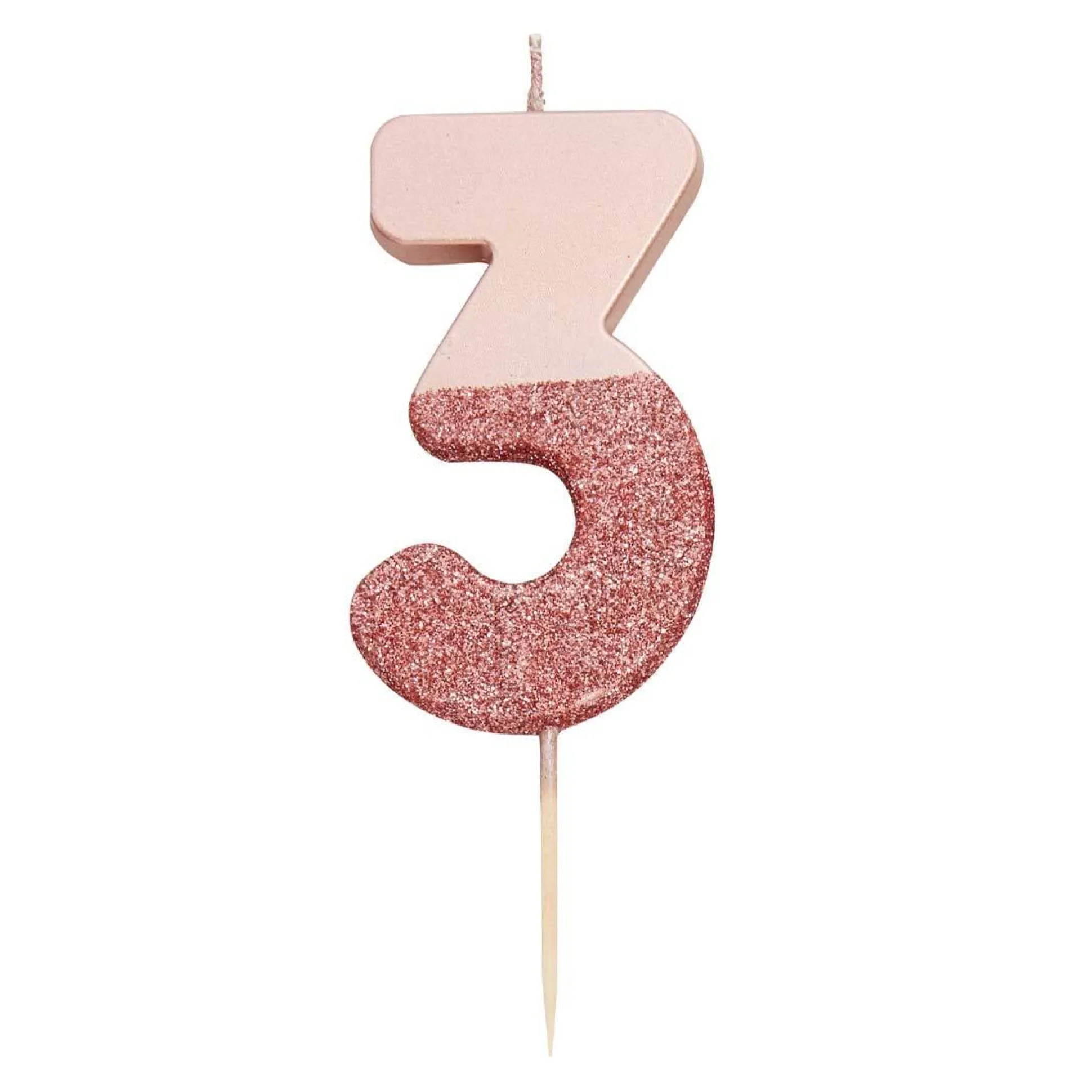 Rose Gold & Gold Glitter Dipped Number Birthday Candle