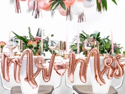 Rose Gold Mr. & Mrs. Cursive Letter Balloon Banner