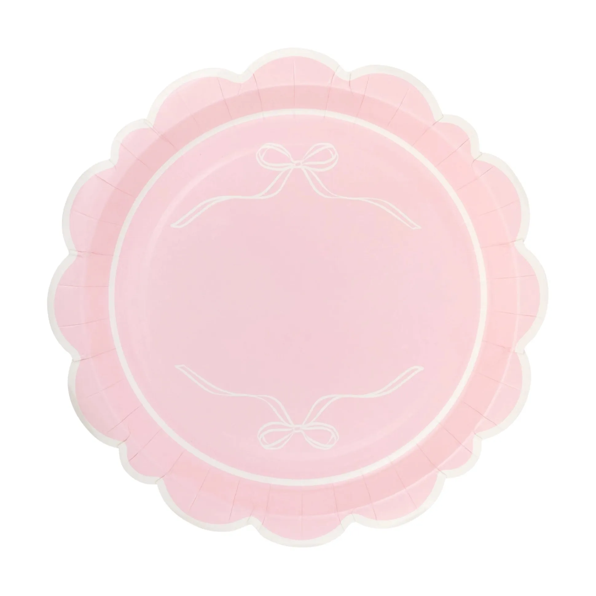 Round Pink Bows Lunch Plates 8ct