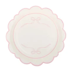 Round Pink Bows Lunch Plates 8ct