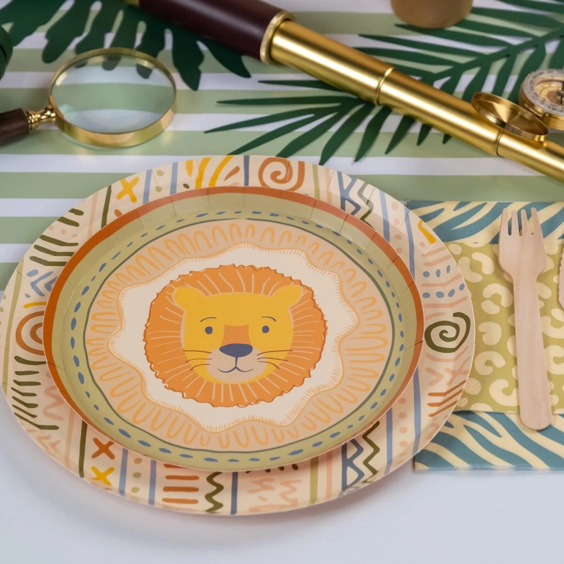 Safari Animal Faces Dessert Plates 8ct