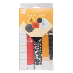 School Paper Fan Decorations 5ct