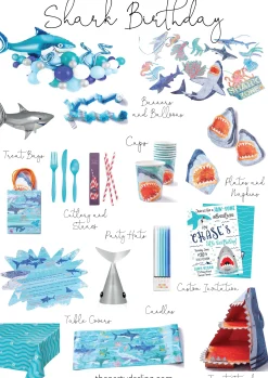 Shark Party Photo Booth Props 10ct