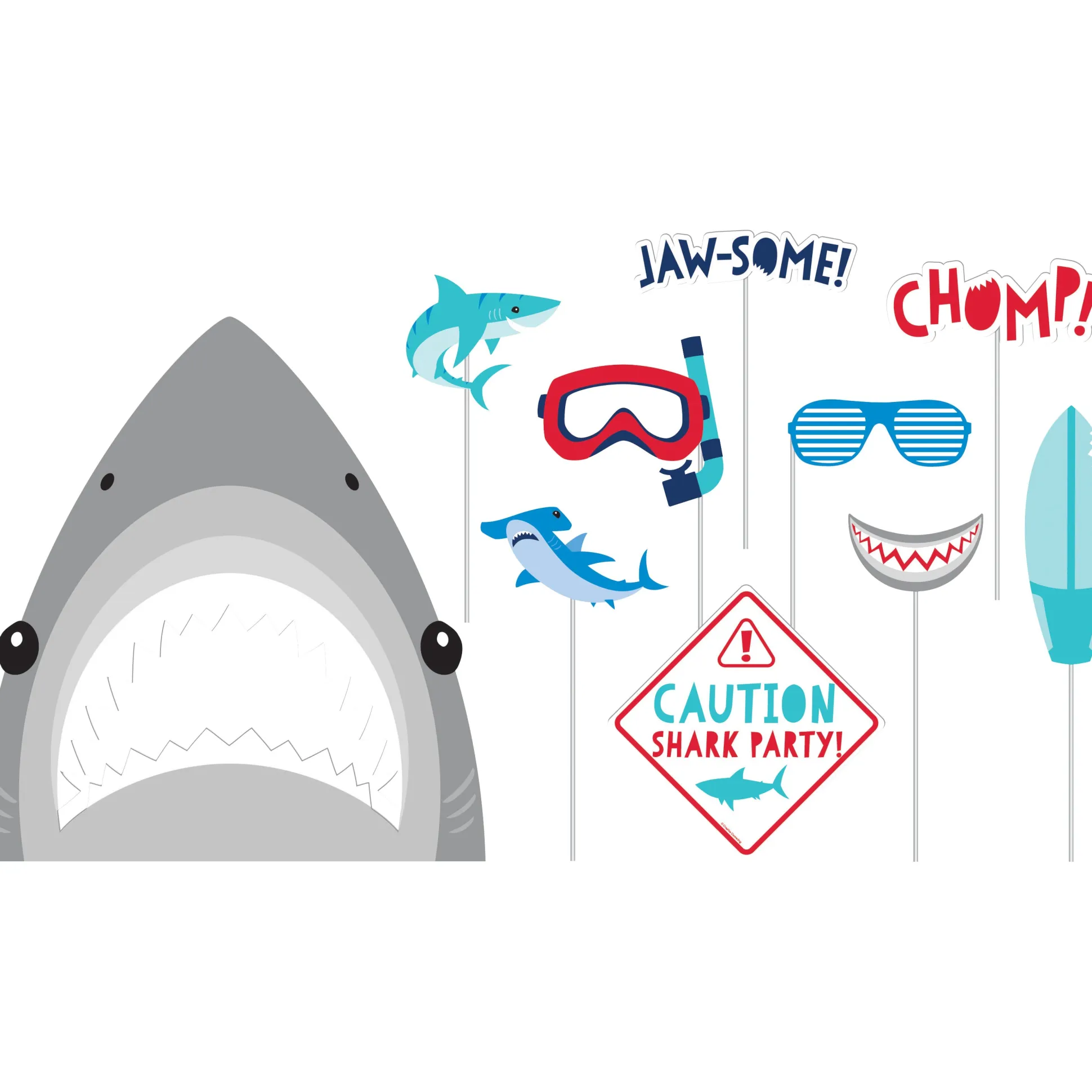 Shark Party Photo Booth Props 10ct