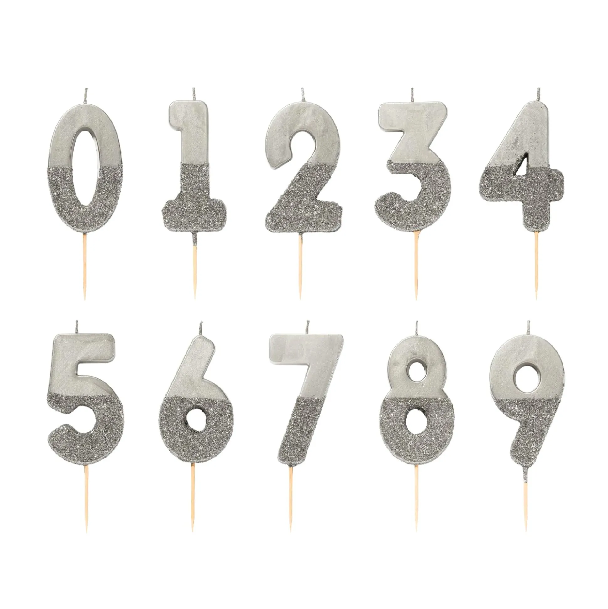 Silver Glitter Dipped Number Birthday Candle