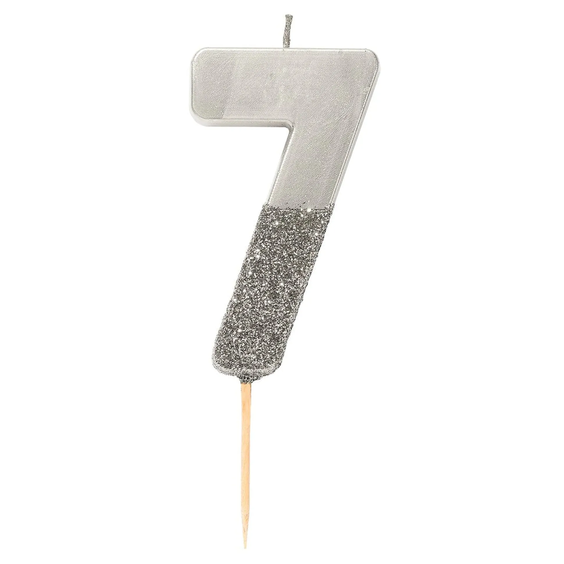 Silver Glitter Dipped Number Birthday Candle