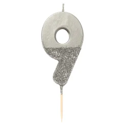 Silver Glitter Dipped Number Birthday Candle