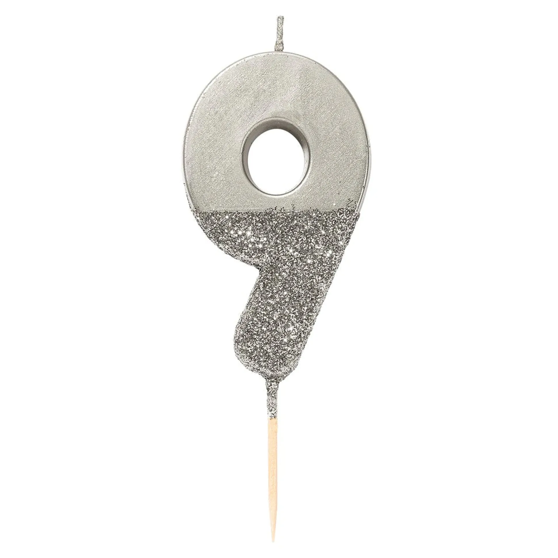 Silver Glitter Dipped Number Birthday Candle
