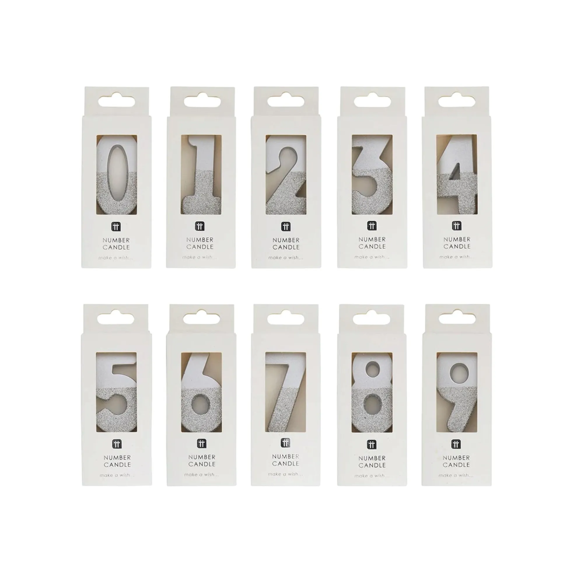 Silver Glitter Dipped Number Birthday Candle
