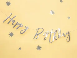 Silver Happy Birthday Letter Banner