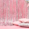 Silver Holographic Fringe Curtain Backdrop 3ft
