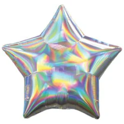 Silver Iridescent Star Balloon 19in
