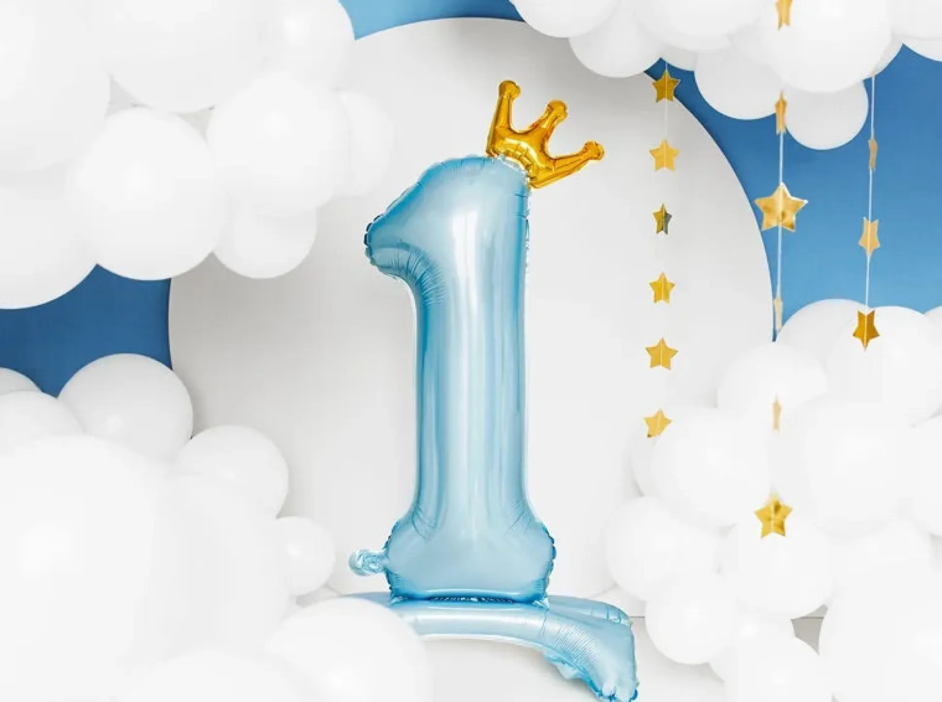 Standing Light Blue Number 1 Balloon 33in