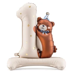 Standing Teddy Bear Number 1 Balloon 32in