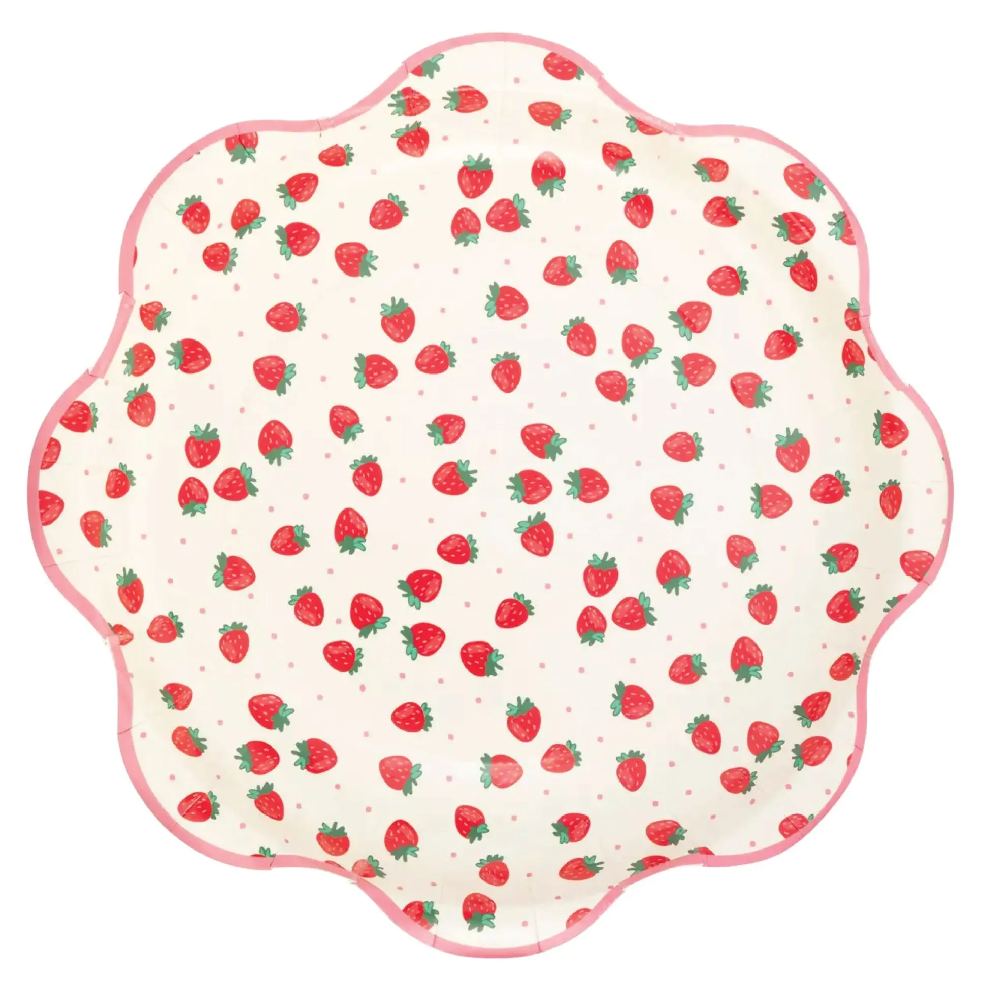 Strawberry Print Scalloped Lunch Plates 8ct