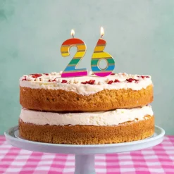 Striped Rainbow Number Birthday Candle
