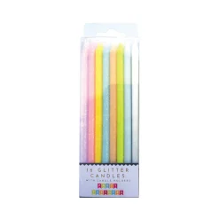 Tall Pastel Rainbow Glitter Birthday Candles