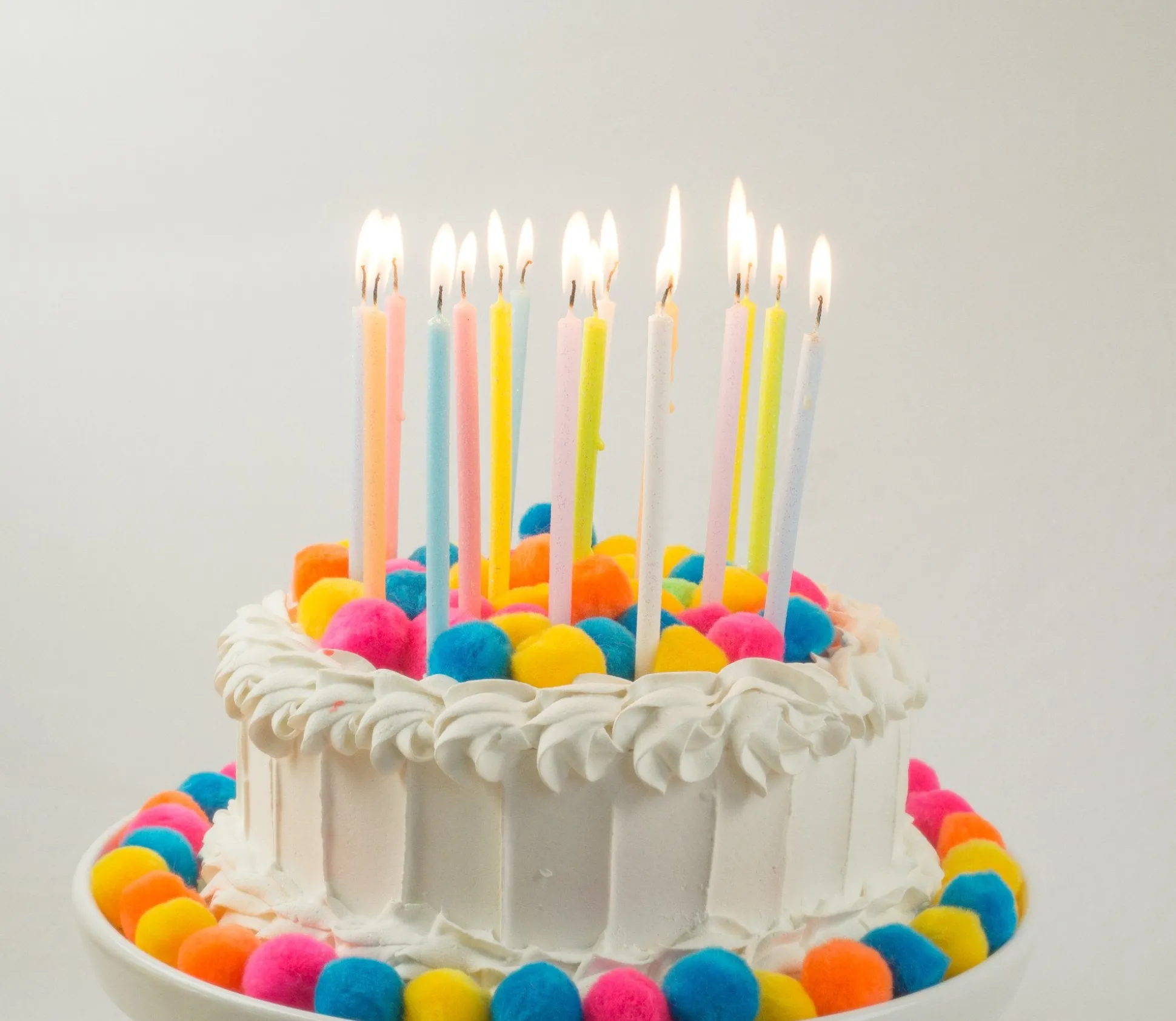 Tall Pastel Rainbow Glitter Birthday Candles