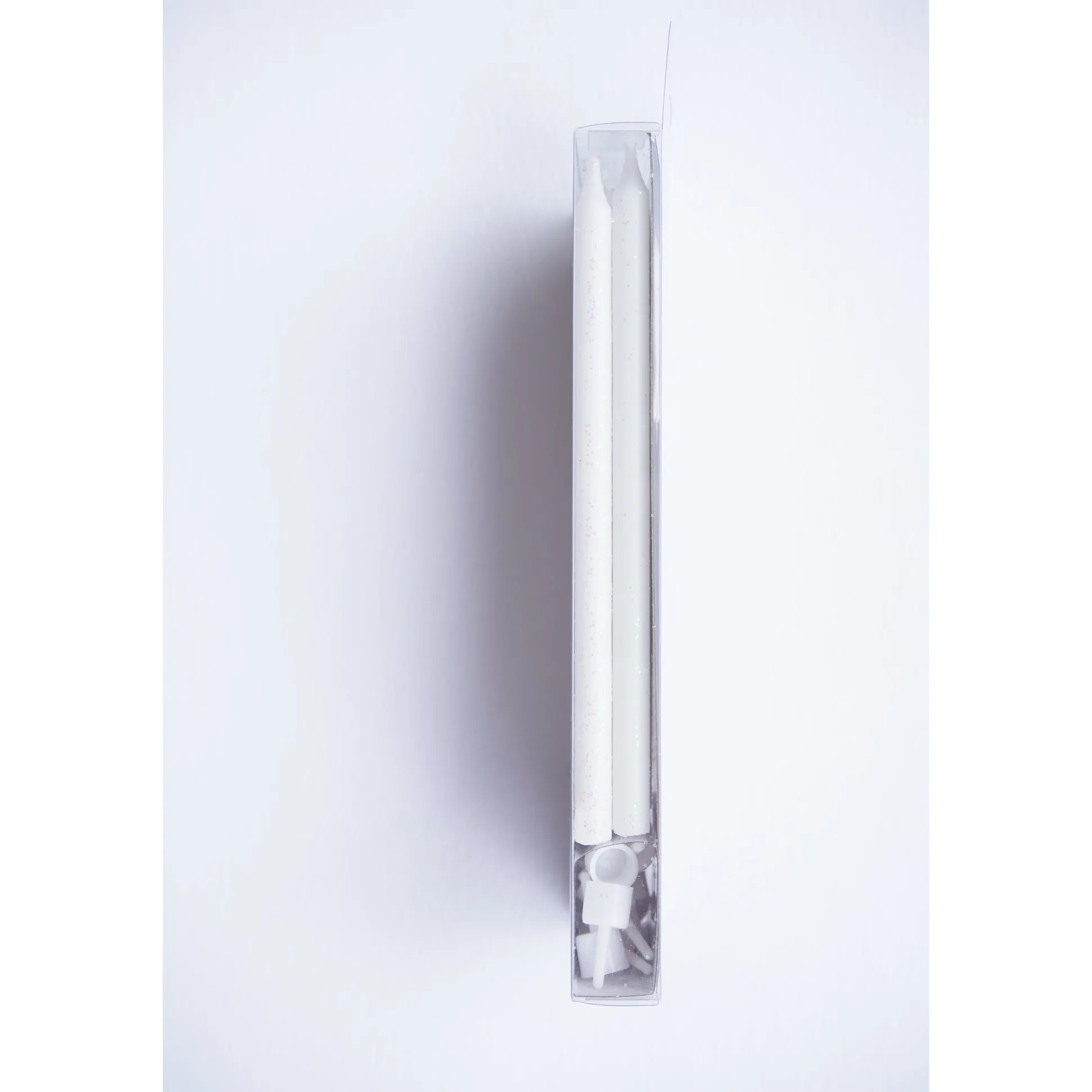 Tall White Glitter Candle Set 16ct