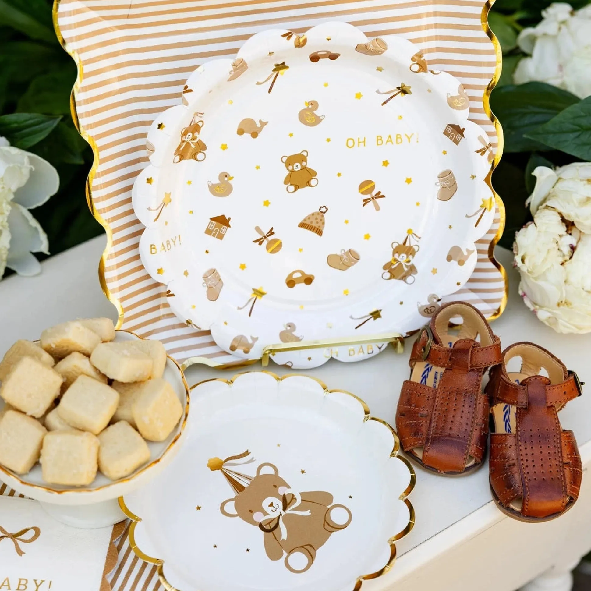 Tan Striped Dinner Plates 8ct