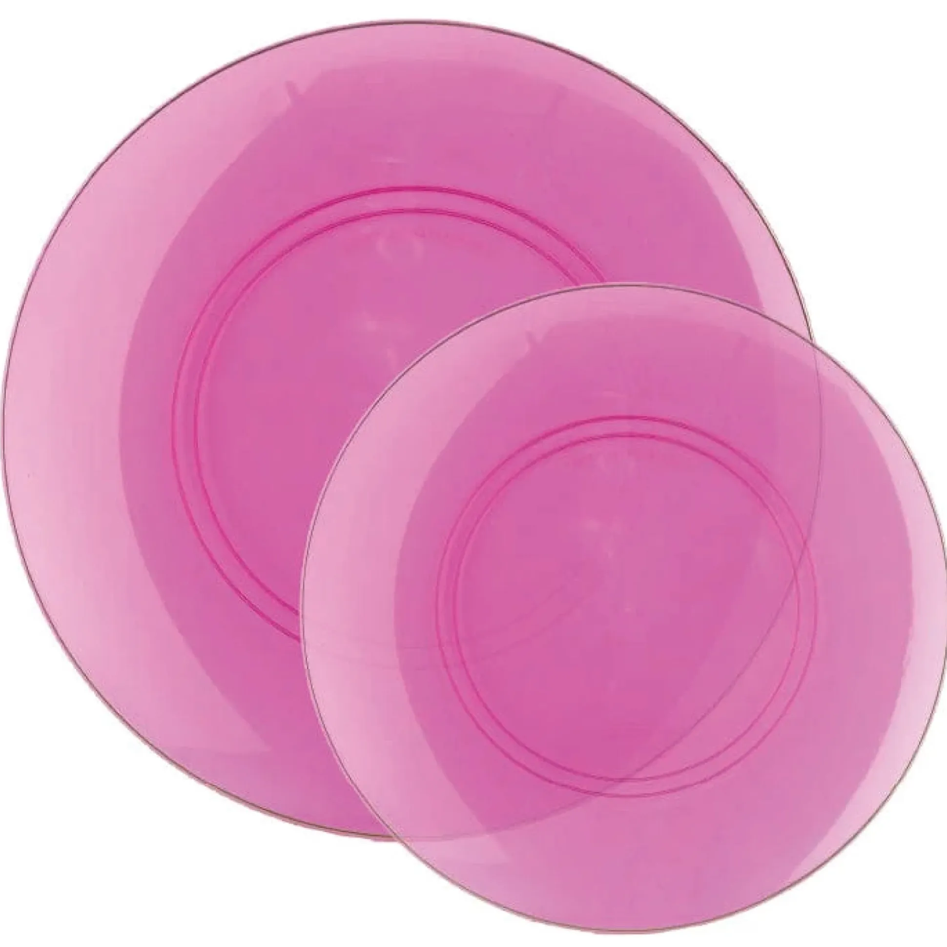 Transparent Hot Pink & Gold Rim Plastic Dessert Plates 10ct