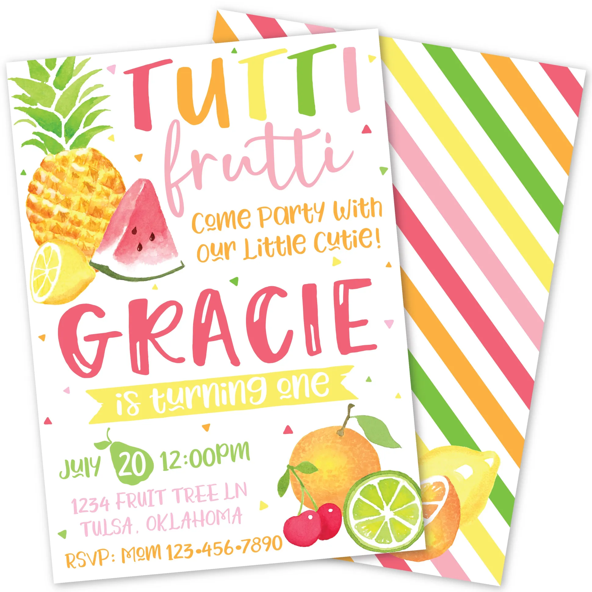 Tutti Frutti Birthday Party Invitation