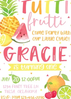 Tutti Frutti Birthday Party Invitation