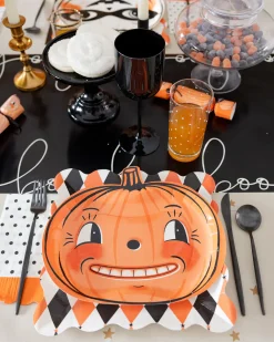 Vintage Halloween Harlequin Dinner Plates 8ct