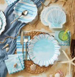 Watercolor Coastal Dinner Plates 8ct