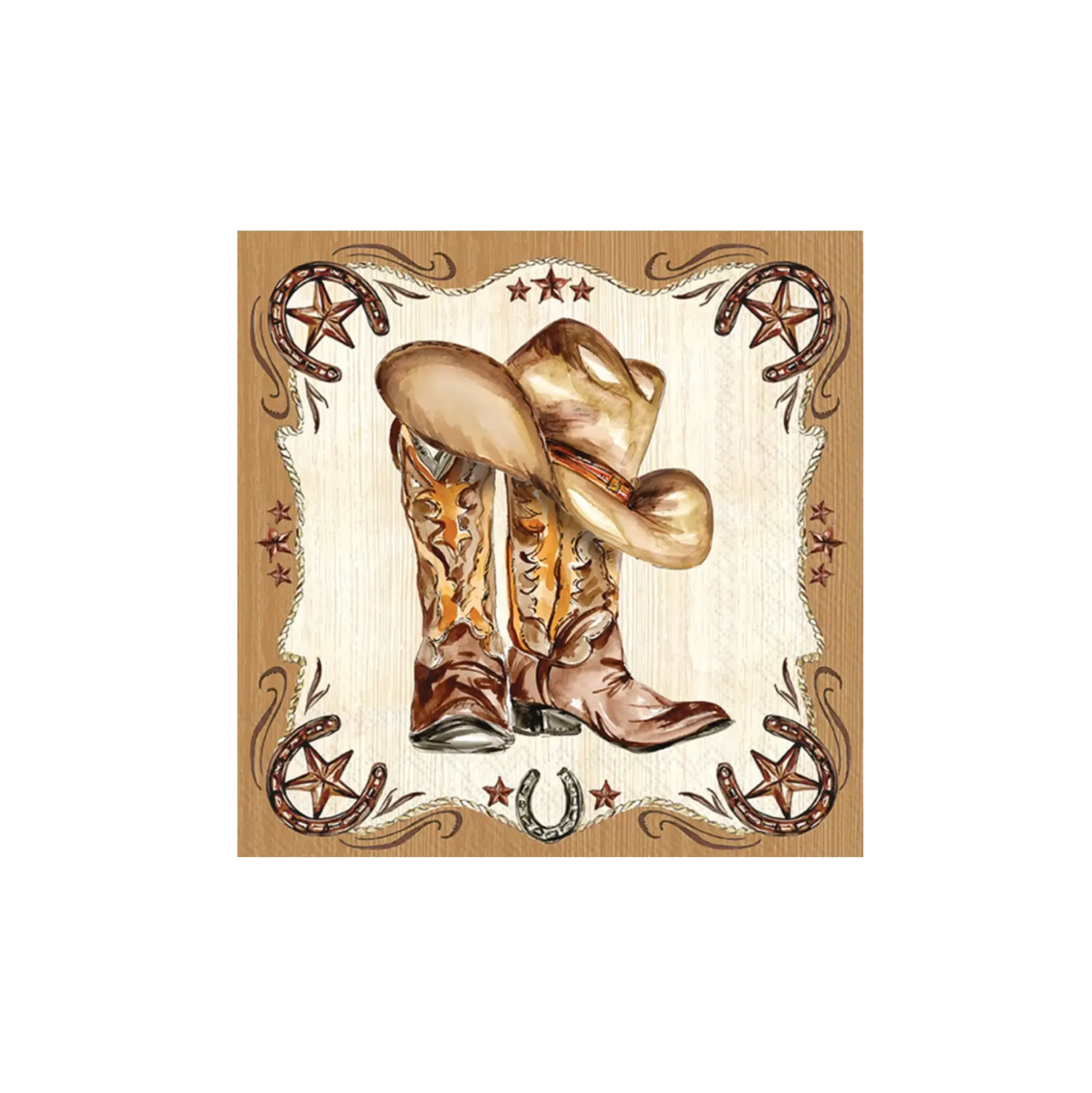 Western Cowboy Hat & Boots Dessert Napkins 20ct