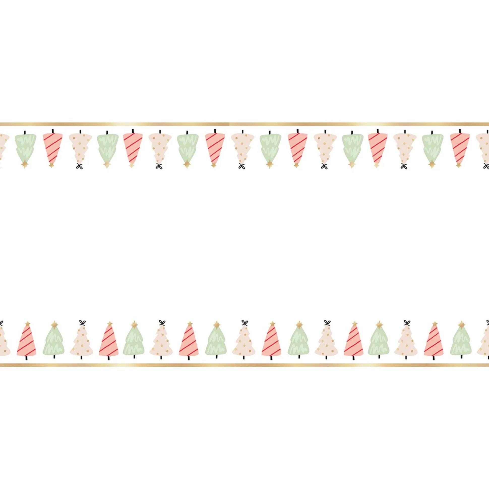 Whimsical Christmas Tree Paper Table Runner 25ft