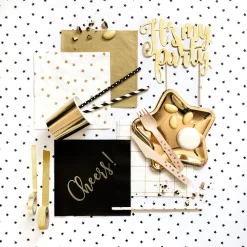 White and Gold Star Napkins 20ct