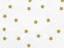 White and Gold Star Napkins 20ct