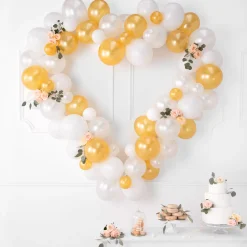 White & Gold Heart Balloon Garland Kit 68pc