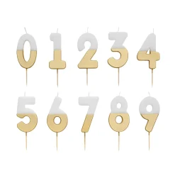 White & Gold Number Birthday Candle