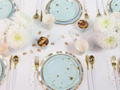 White & Gold Plastic Cutlery Set for 8