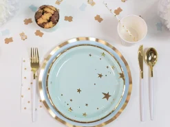 White & Gold Plastic Cutlery Set for 8