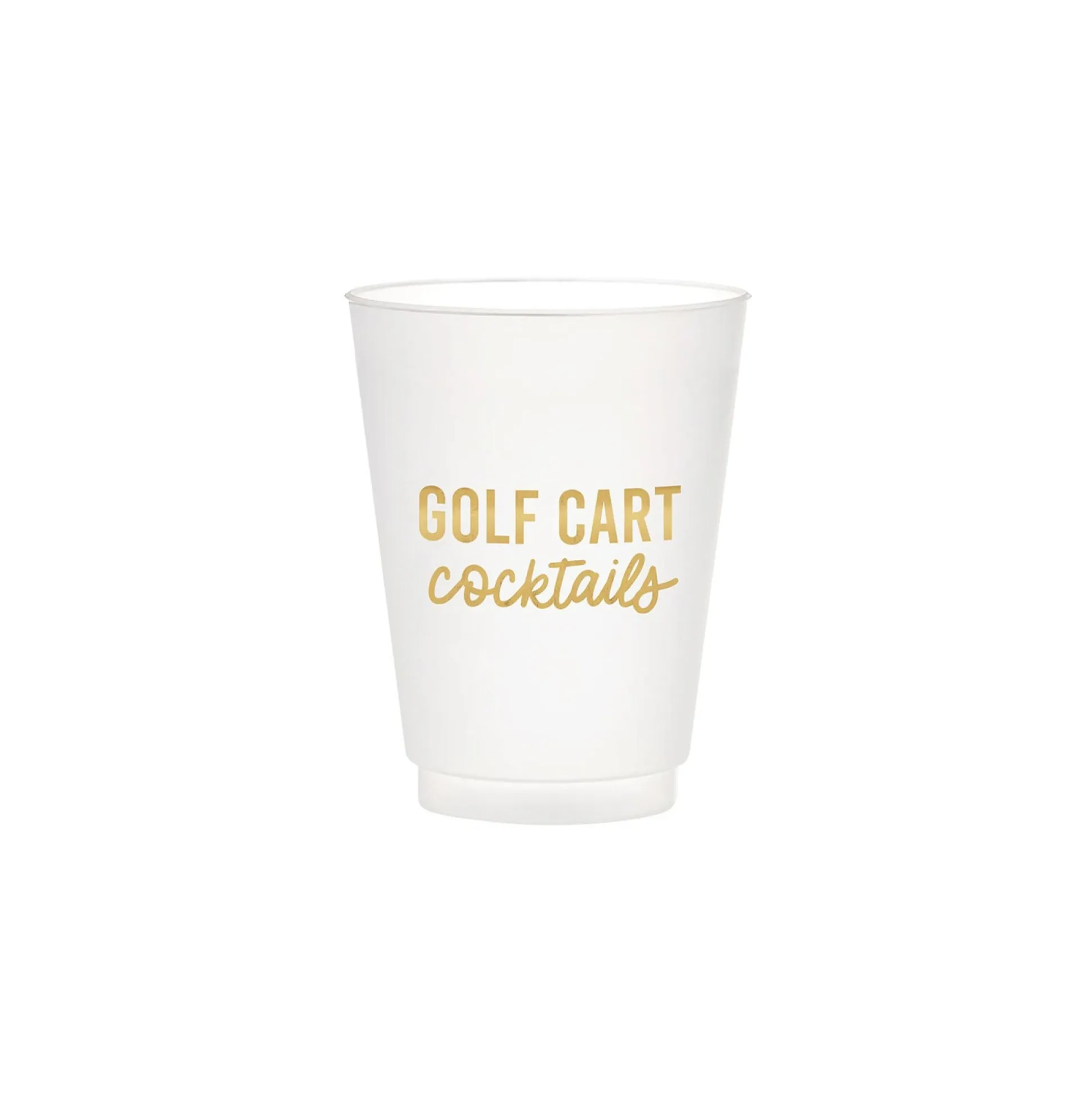 White Golf Cart Cocktails Frosted Plastic Cups 6ct