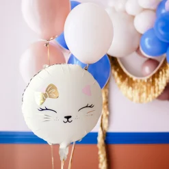 White Kitty Cat Face Balloon 14in
