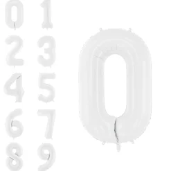 34" White Number Balloon 0-9