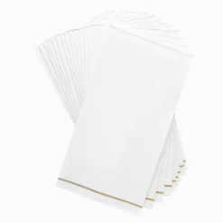 White with Gold Stripe Guest Towels 16ct