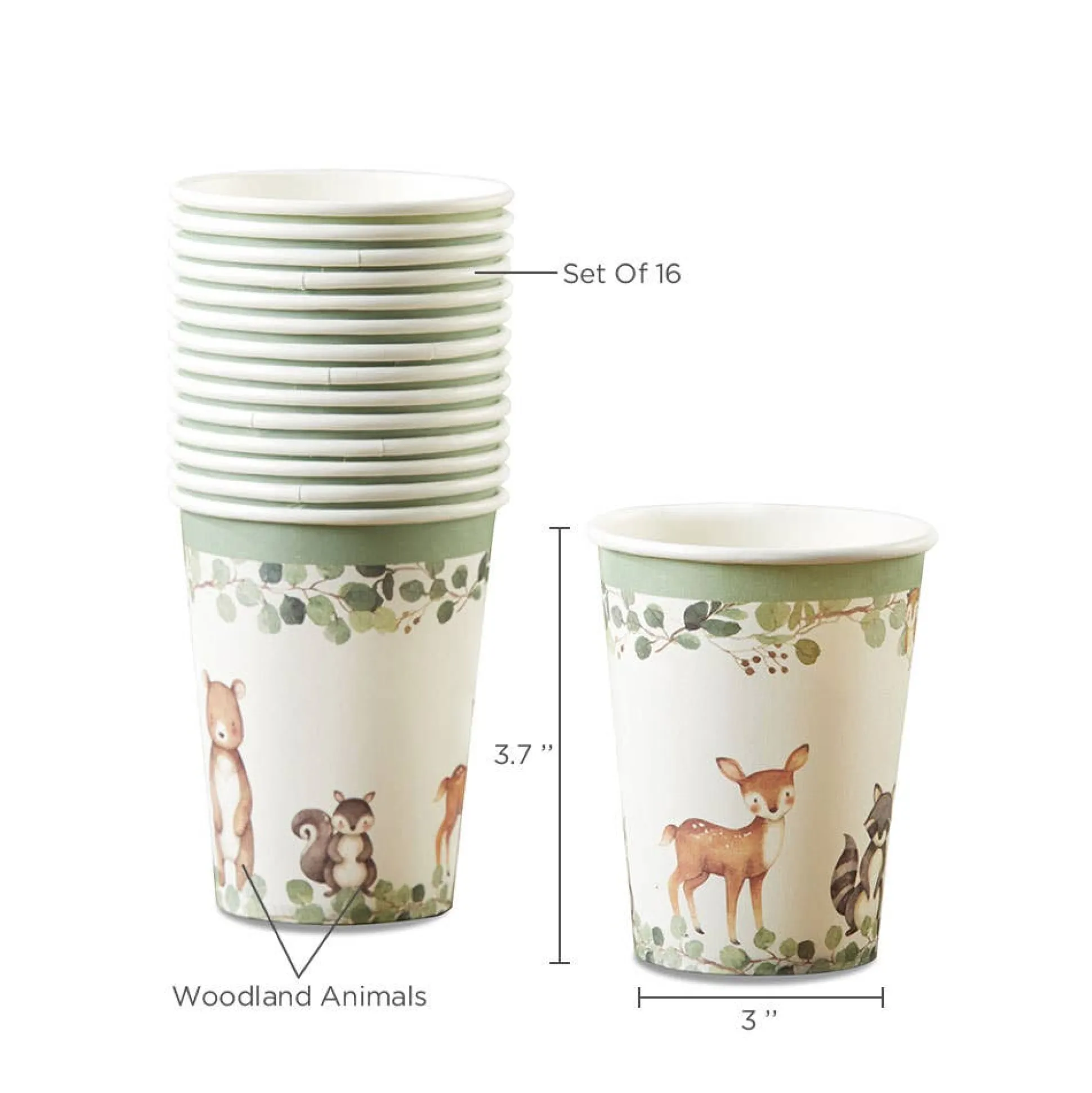 Woodland Baby Shower Cups 16ct
