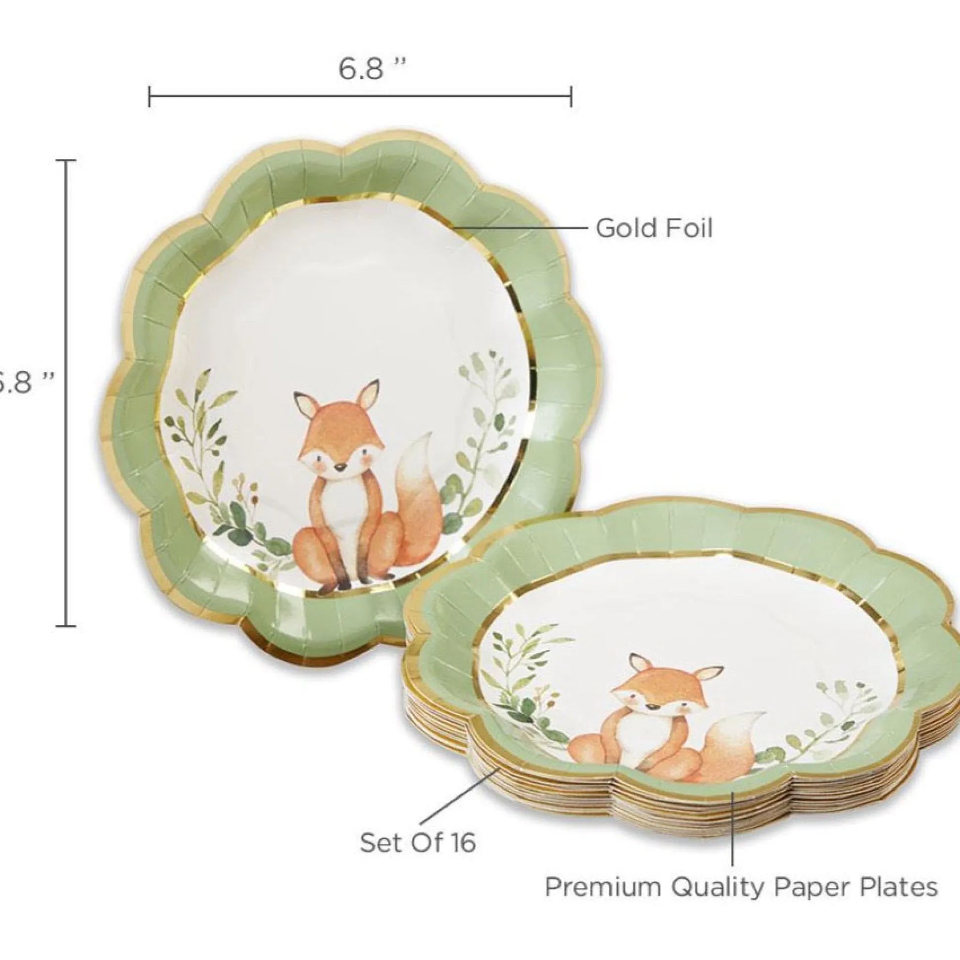 Woodland Baby Shower Dessert Plates 16ct