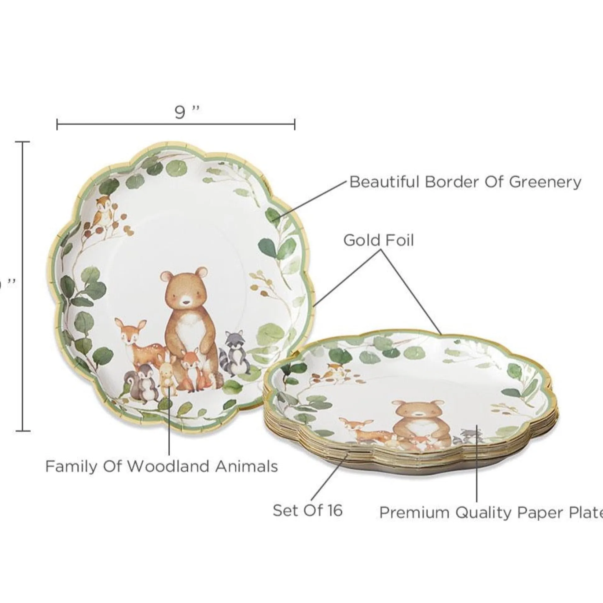 Woodland Baby Shower Lunch Plates 16ct