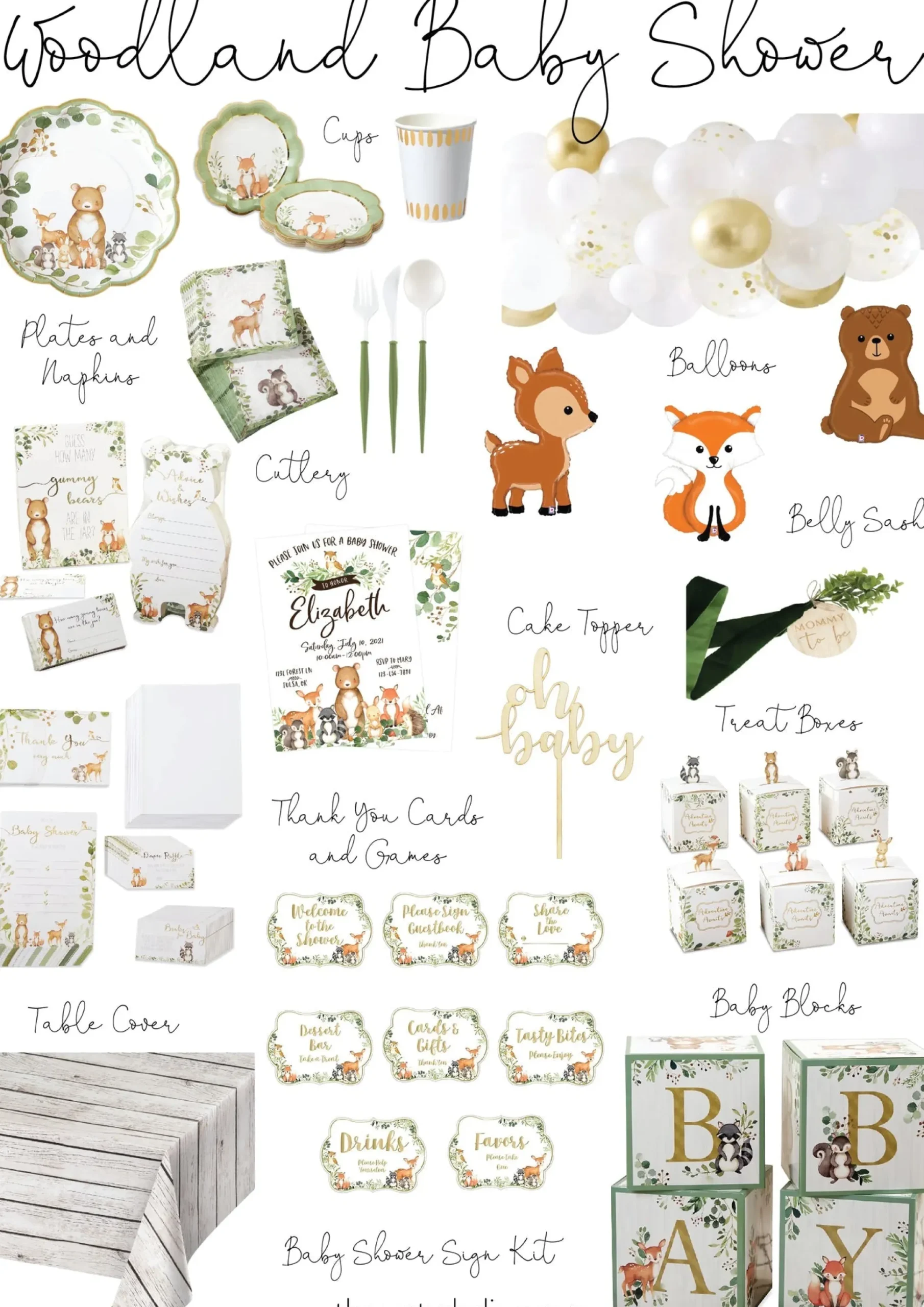 Woodland Baby Shower Lunch Plates 16ct