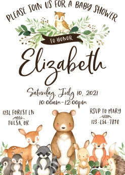 Woodland Baby Shower Printable Invitation