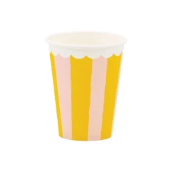 Yellow & Pink Striped Party Cups 8ct