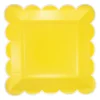 Yellow Scalloped Square Lunch Plates 8ct