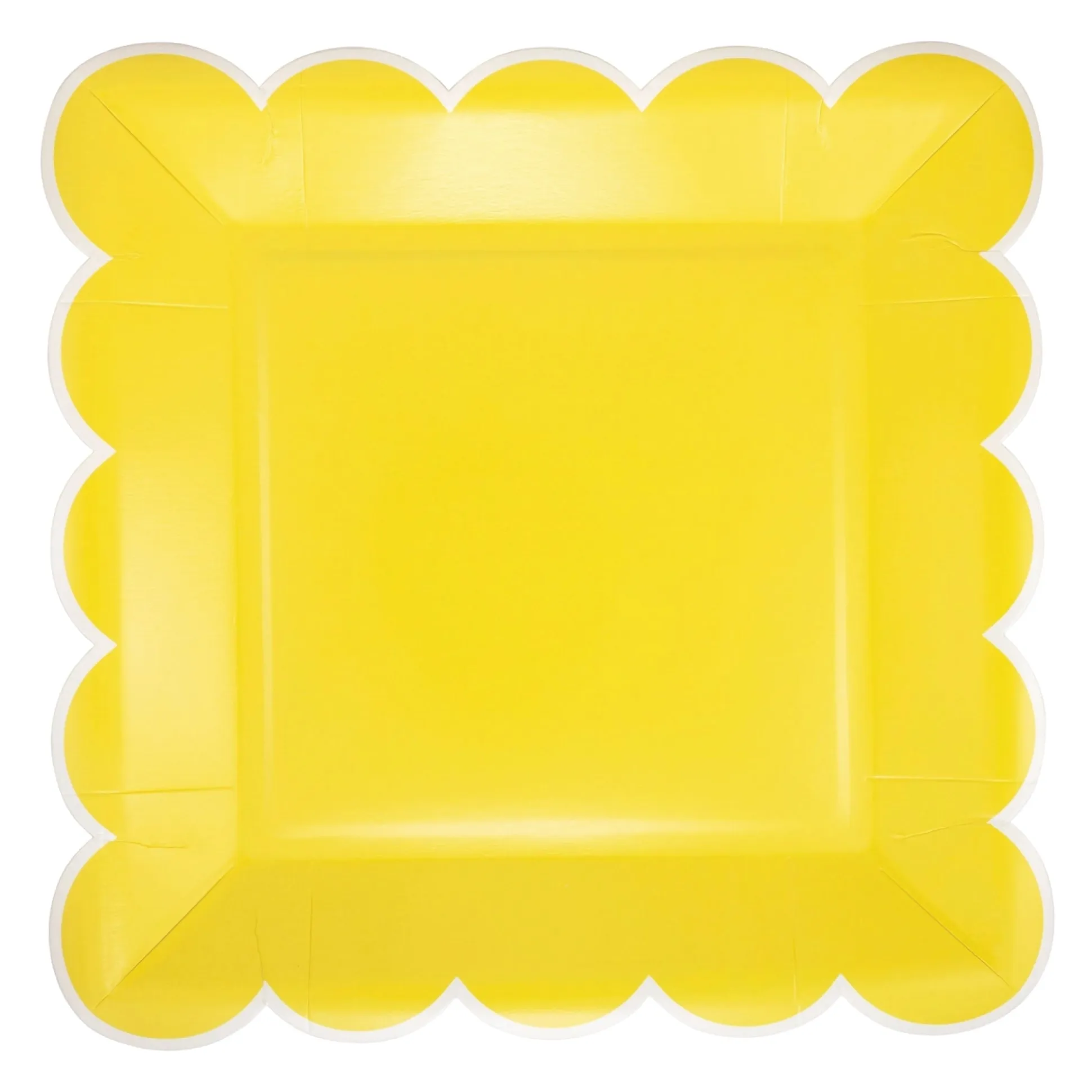 Yellow Scalloped Square Lunch Plates 8ct